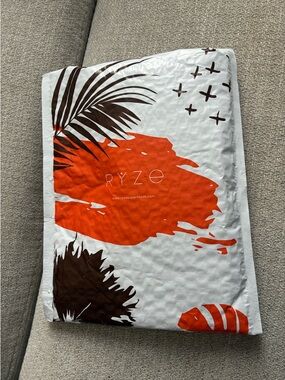 Orange & White Padded Mailer Bag by